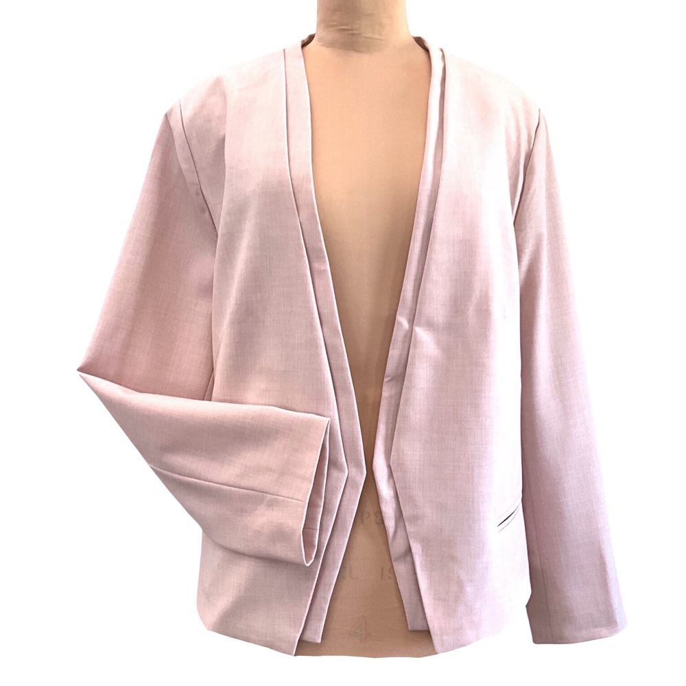 Worthington Blush Pink Open Front Stretch Blazer Lined Career Jacket Size 18 NWT